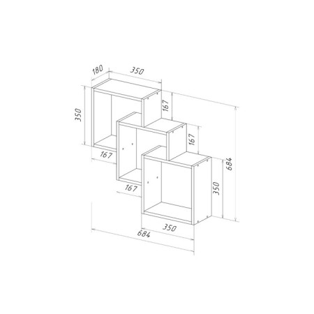 Squad-3 shelf 684x180x684, white-1
