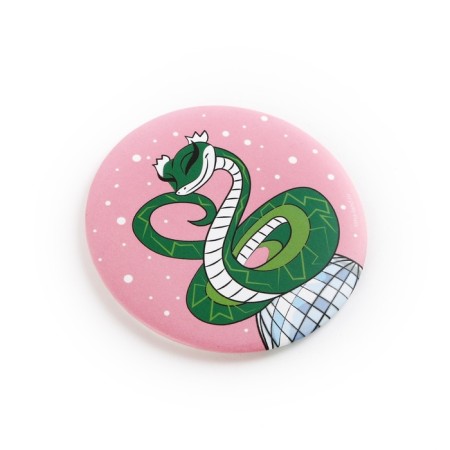 Pocket mirror "Green snake", diam. 7 cm-3