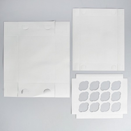 Packaging for 12 cupcakes, white, 32.5 x 25.5 x 10 cm-3
