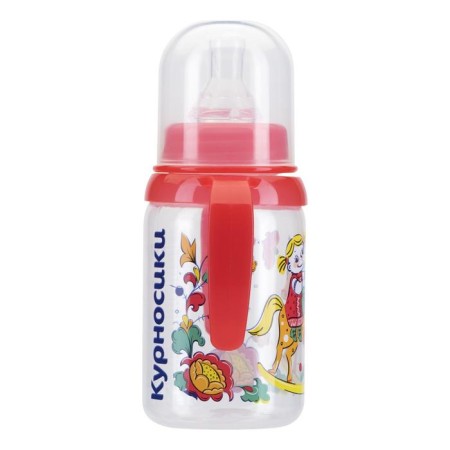 A bottle for feeding with handles and silicone bowl of milk, 125 ml, mix-7