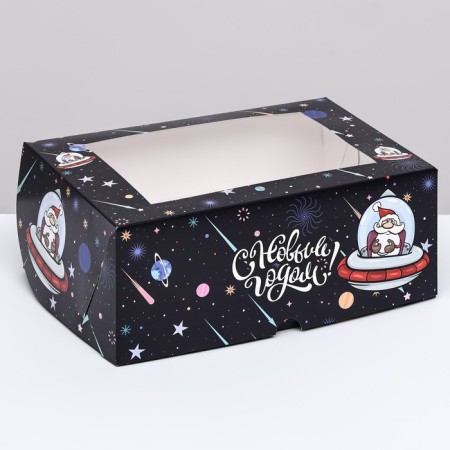 Packaging for 6 cupcakes with the window "Cosmic Santa Claus", 25 x 17 x 10 cm-1