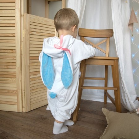 Carnival costume for kids "Bunny with blue ears", velor, cotton, height 74-92 cm-2
