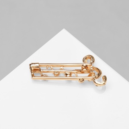 Brooch "Notes", white color in gold-2
