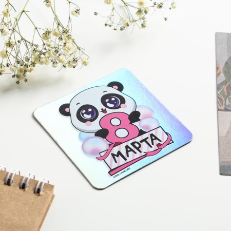 Magnet for the refrigerator "Panda", holography, 7 x 7 cm-1