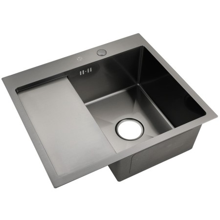 Kitchen sink "RMS" MRK-5851BL-R, mortise, right, thickness 3.0 and 1 mm, dispenser, graphite