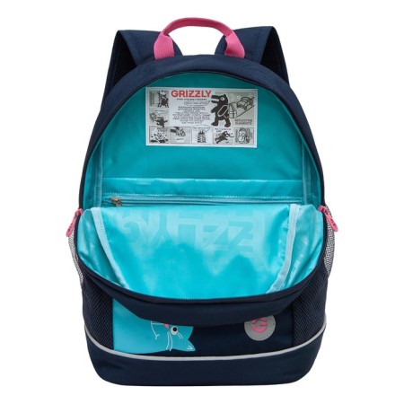 School backpack, 38 x 28 x 18 cm, Grizzly, ergonomic back, blue-2