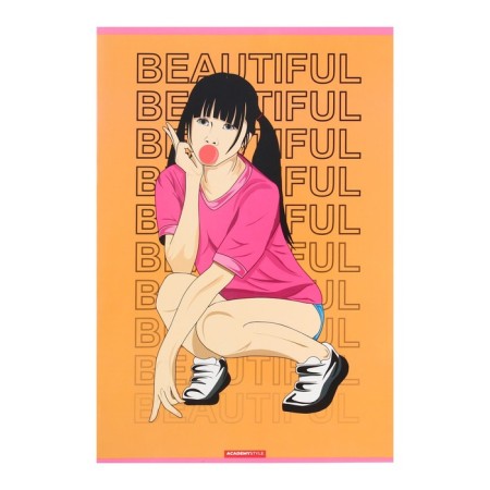 A4 notebook, 48 sheets in the “Anime Girl” cage, covered cardboard, uf-varnish, mix-2