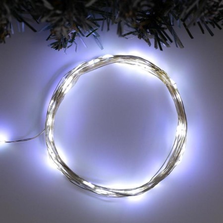 Garland "thread" 5 m Rosa, IP20, silver thread, 50 LED, white glow, USB