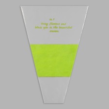 Packet stoop for flowers, with non -woven material, 26+7x37 cm, light green