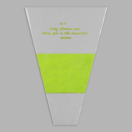 Packet stoop for flowers, with non -woven material, 26+7x37 cm, light green