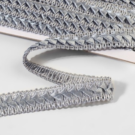 Decorative braid “Samos”, 18 mm, 9.1 ± 0.5 m, gray color-1