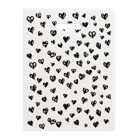 Polyethylene "love" packet white-black 30x40 cm 50 μm