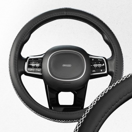 SkyWay, Crystal-1 m, black eco-leather braid, blue rhinestones