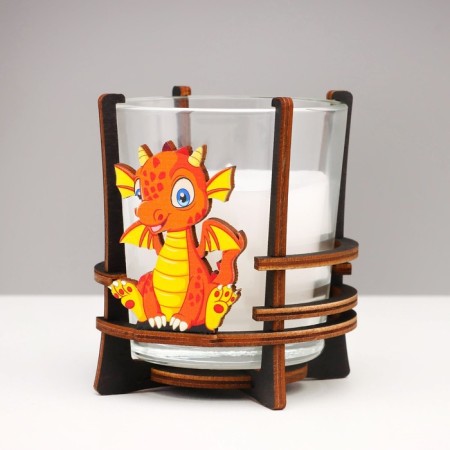Aromatic candle in a glass on the stand "Dragon", 9.5x9.5x10 cm-3