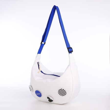 Youth bag with a zipper, white color