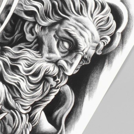 Tattoo on the body black "Zeus and mechanical watches" 48x17 cm-2