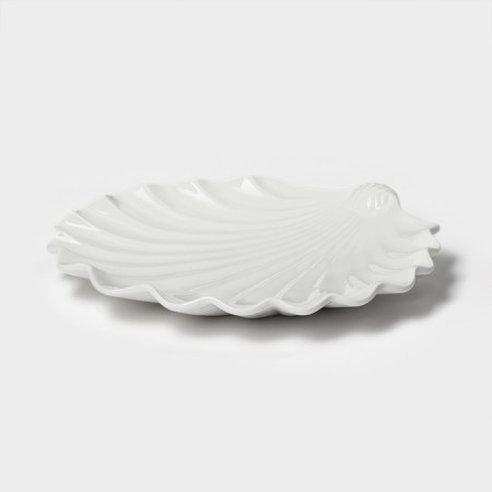 Porcelain dish Magistro "shell", d = 25.3 cm, white color-2