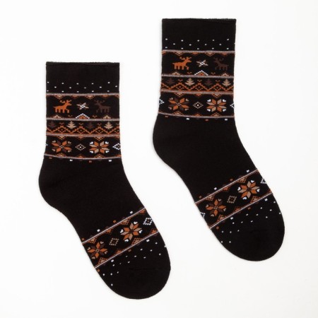 Women's terry socks "Ornament", black color, size 23-25-1