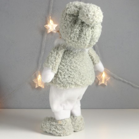 Interior doll "Boys Puhlyash in a hat with a bomb, a winter outfit" 40x22x13 cm-3