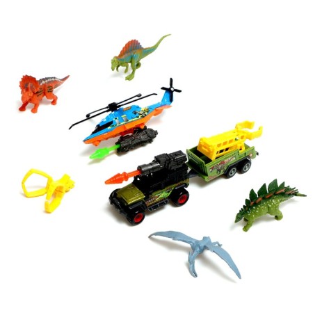 The set of metal machines "Dino Park", with dinosaurs, shoot bullets, mix-13