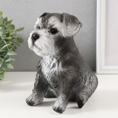 Piggy bank "Mittel puppy" height 17 cm, width 11.5 cm, length 16.5 cm gray-black-3