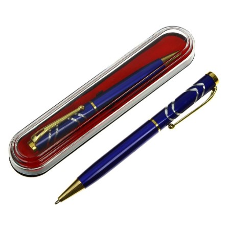 Gift handle, ball "bark" in a plastic case, rotary, blue body with gold-1