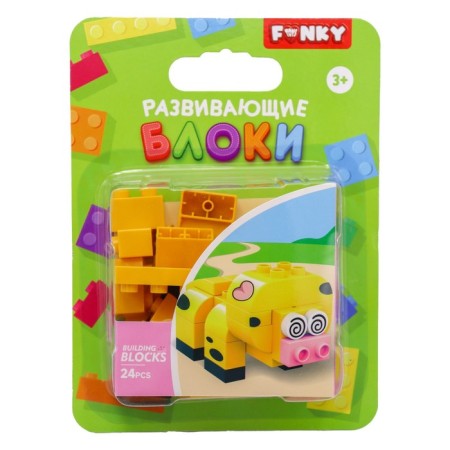 Children's Funky Toys Constructor "Pig", with large blocks, 24 details-1