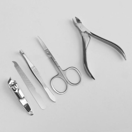 Manicure set, 5 items, in case, brown color-4