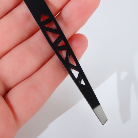 Pinzet "Geometry", beveled, 9.5 cm, black color-5
