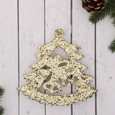 Christmas tree decoration "flickering Christmas tree with bells" 14.5x13.5 cm, gold
