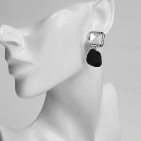 Earrings Assorted "Antiquity" Square, Silver Color-2