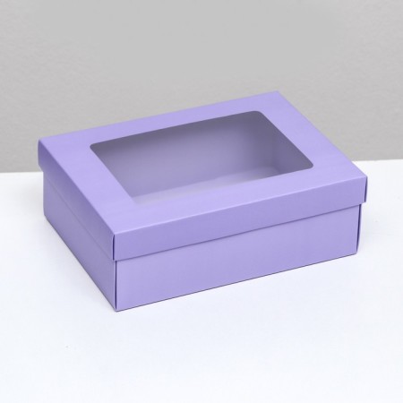 Gift folding box, packaging, "lavender", with a window of 21 x 15 x 7 cm