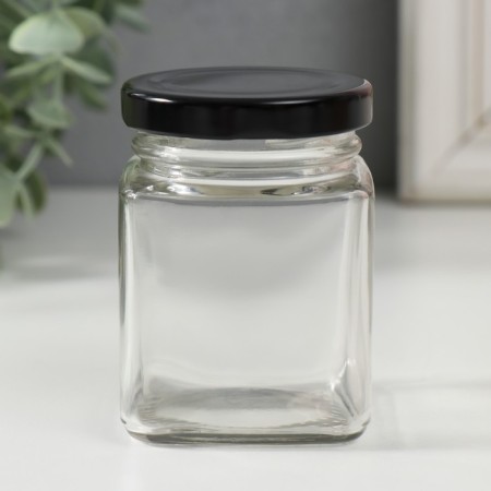 Bank for candles glass with a cover "Four faces" Transparent 150 ml 5.5x5x7.5 cm-1