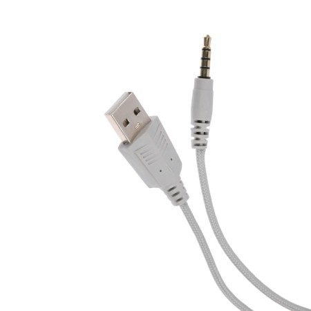 AKZ D52 headphones, wired, full -size, microphone, overhead ears, RGB, 1.75 m, white-4
