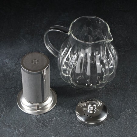 Glass teapot with metal sieve "Glori", 1 liter-2