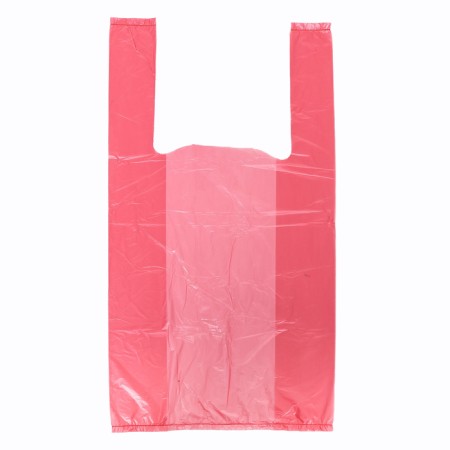 Polyethylene shirt package 24 + 12 x 45 cm, 10 μm, red