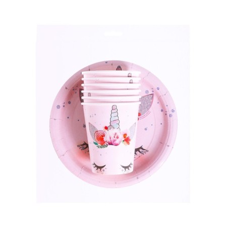 A set of paper dishes is a one -time muzzle unicorn ”, 6 plates, 6 glasses-2