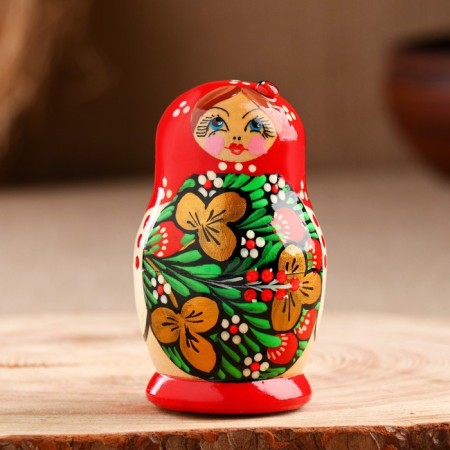 Matryoshka "God's cow", red scarf, 5 puppet, 9-11 cm-2
