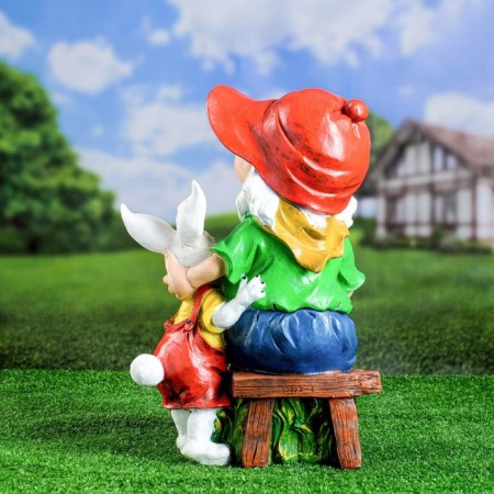 Garden figure "Dwarf with a hare and book" 42x28cm-2