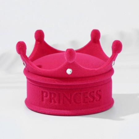 Velvet case under the pendant/ring "Crown", 5.5 × 5.5 × 4.5, pink color, white insert-3