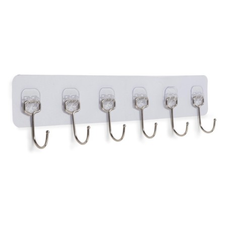 A hanger with an adhesive surface of 6 hooks tundra, transparent, 1 pc.