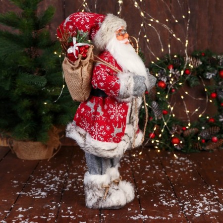 Santa Claus "In a suit with snowflakes and with a strap" 50 cm, red-1