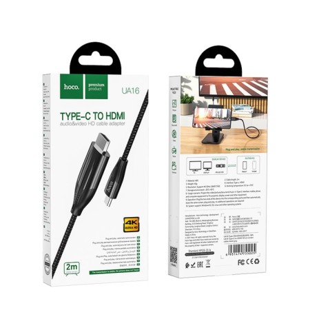 Hoco UA16 Type-C cable-HDMI, 4K, 2 m, for devices with USB-C 3.1 (DisplayPort Alt Mode)-10