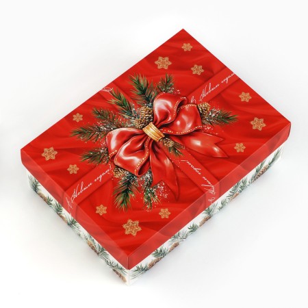 Folding box "Happy New Year", bow, 21 x 15 x 7 cm, new year-1