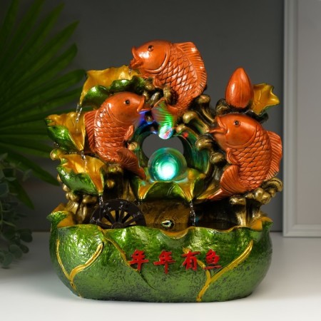 The desktop fountain from the network, the backlight "Three carps" 32x29x19 cm