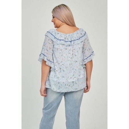 Female blouse, size 58, blue color-4
