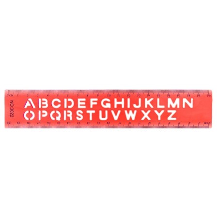 The ruler is flexible, plastic 20 cm, with stencils, mix-11