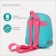 Baby backpack on a zipper, a reflective strip, pink/turquoise color