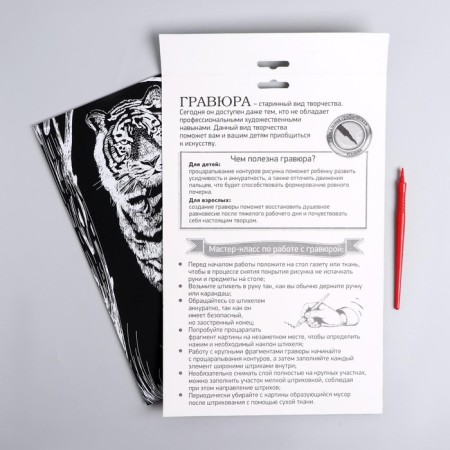 Engraving on the “Tiger” substrate with the metallic effect “silver” A4-4