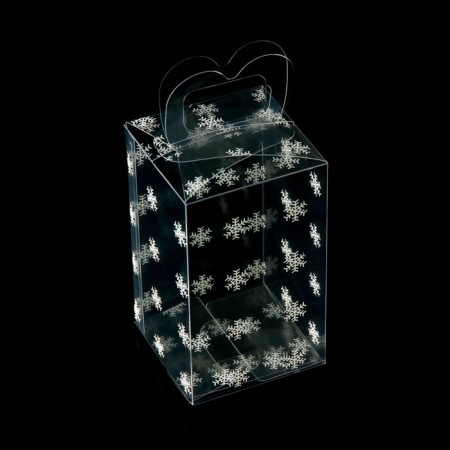 New Year. Box gift New Year's folding PVC "Snowflakes" 12 x 7 x 7 cm.-4
